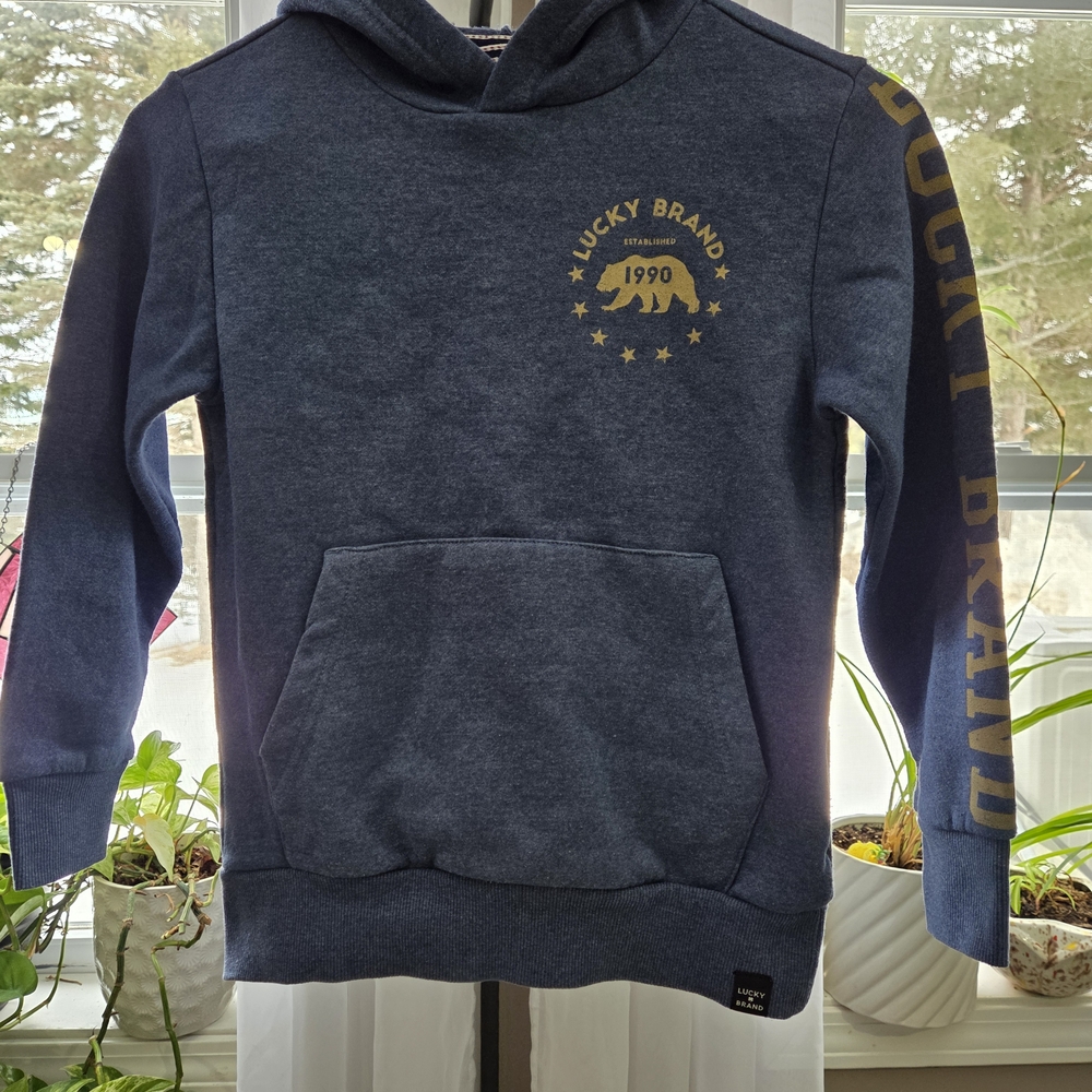 Lucky Brand Blue Hoodie with Gold Logo
